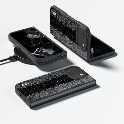 For Google Pixel 9 Pro Fold ABEEL Genuine Leather Weilai Series Phone Case(Black) by buy2fix