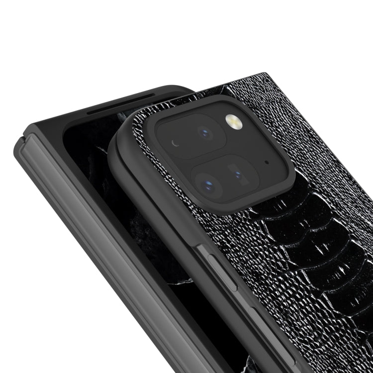 For Google Pixel 9 Pro Fold ABEEL Genuine Leather Weilai Series Phone Case(Black) by buy2fix