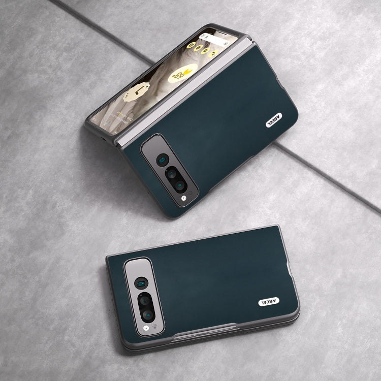 For Google Pixel Fold ABEEL Genuine Leather Xiaoya Series Phone Case(Dark Green) by buy2fix