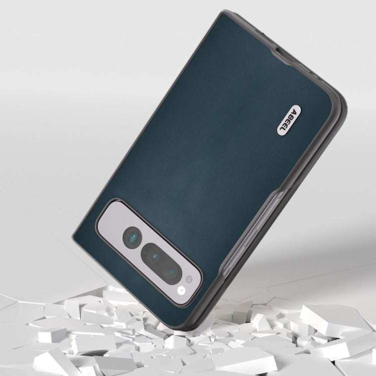 For Google Pixel Fold ABEEL Genuine Leather Xiaoya Series Phone Case(Dark Green) by buy2fix