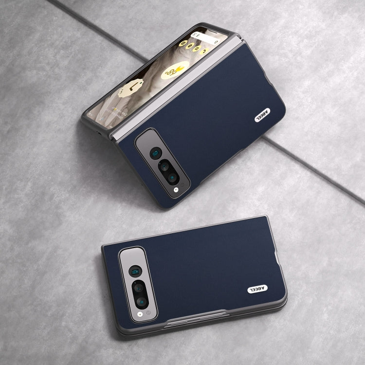 For Google Pixel Fold ABEEL Genuine Leather Xiaoya Series Phone Case(Blue) by buy2fix