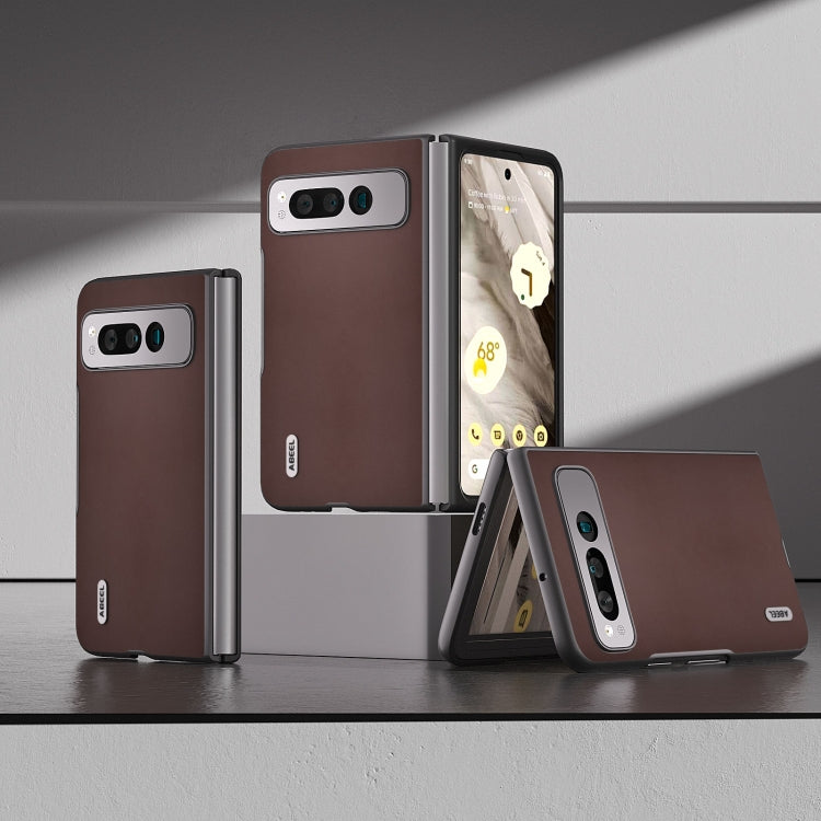For Google Pixel Fold ABEEL Genuine Leather Xiaoya Series Phone Case(Coffee) by buy2fix