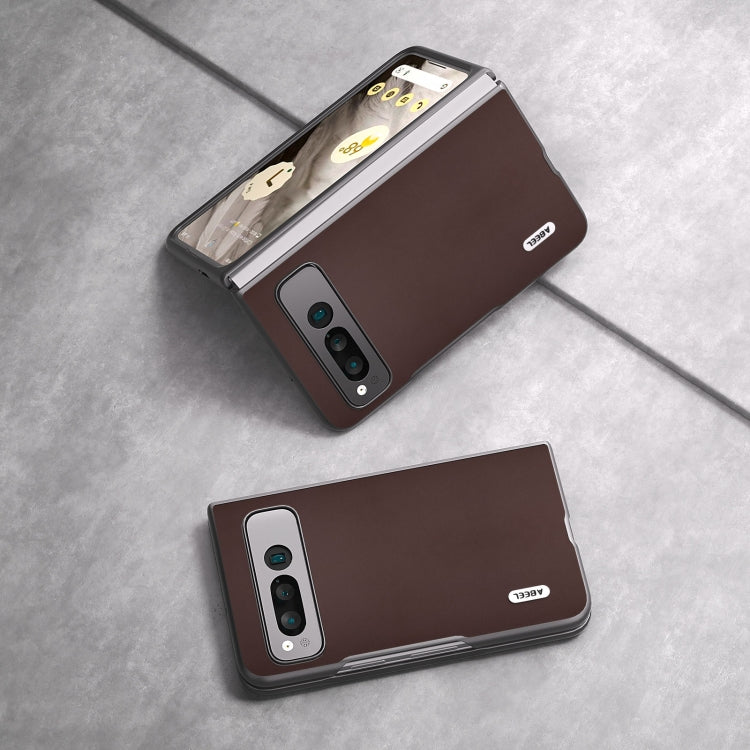 For Google Pixel Fold ABEEL Genuine Leather Xiaoya Series Phone Case(Coffee) by buy2fix
