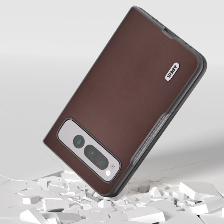 For Google Pixel Fold ABEEL Genuine Leather Xiaoya Series Phone Case(Coffee) by buy2fix