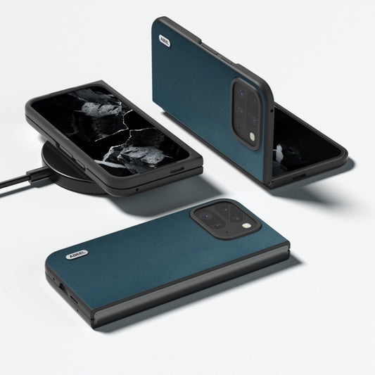 For Google Pixel 9 Pro Fold ABEEL Genuine Leather Xiaoya Series Phone Case(Dark Green) by buy2fix