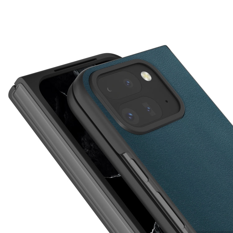 For Google Pixel 9 Pro Fold ABEEL Genuine Leather Xiaoya Series Phone Case(Dark Green) by buy2fix