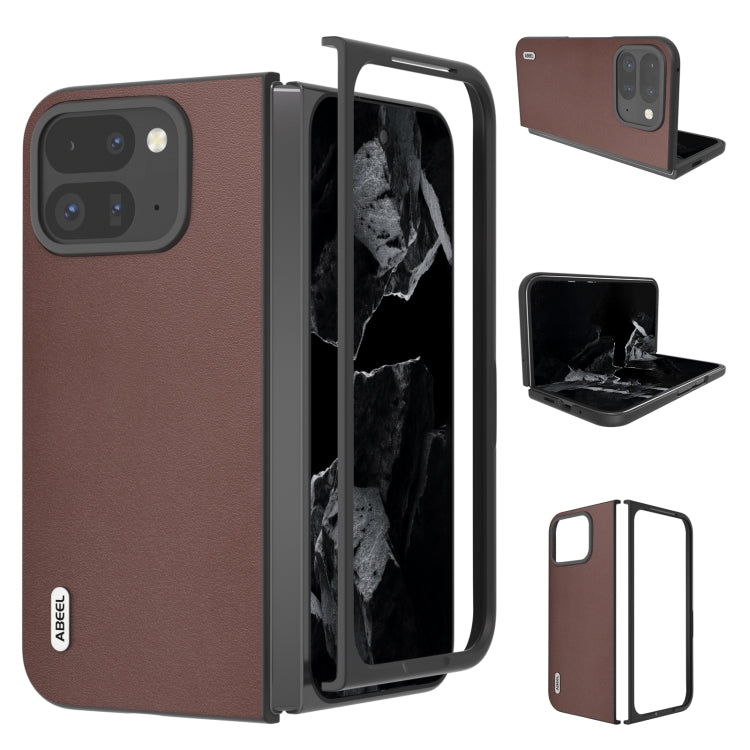 For Google Pixel 9 Pro Fold ABEEL Genuine Leather Xiaoya Series Phone Case(Coffee) by buy2fix