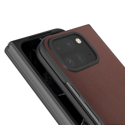 For Google Pixel 9 Pro Fold ABEEL Genuine Leather Xiaoya Series Phone Case(Coffee) by buy2fix