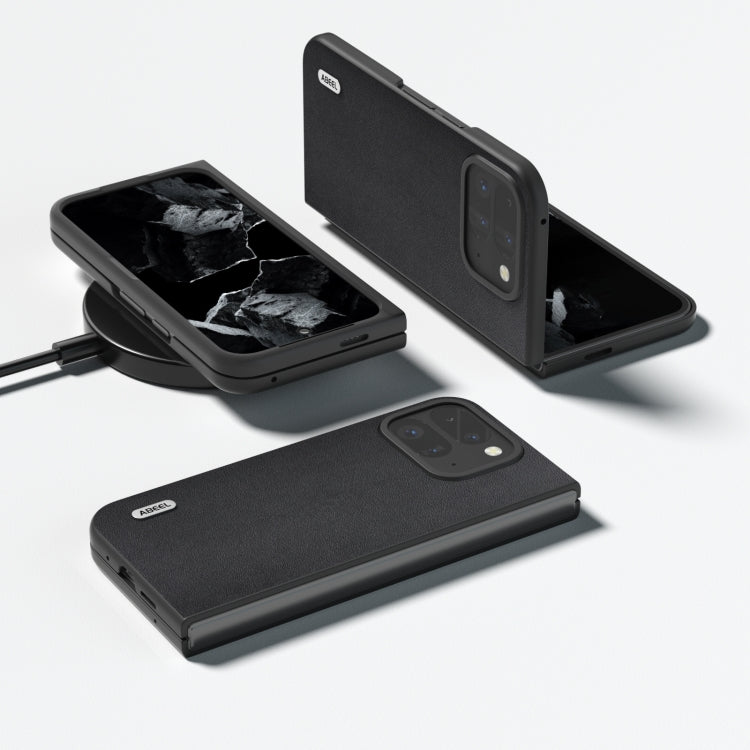 For Google Pixel 9 Pro Fold ABEEL Genuine Leather Xiaoya Series Phone Case(Black) by buy2fix