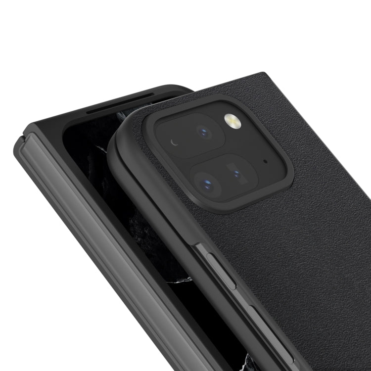 For Google Pixel 9 Pro Fold ABEEL Genuine Leather Xiaoya Series Phone Case(Black) by buy2fix