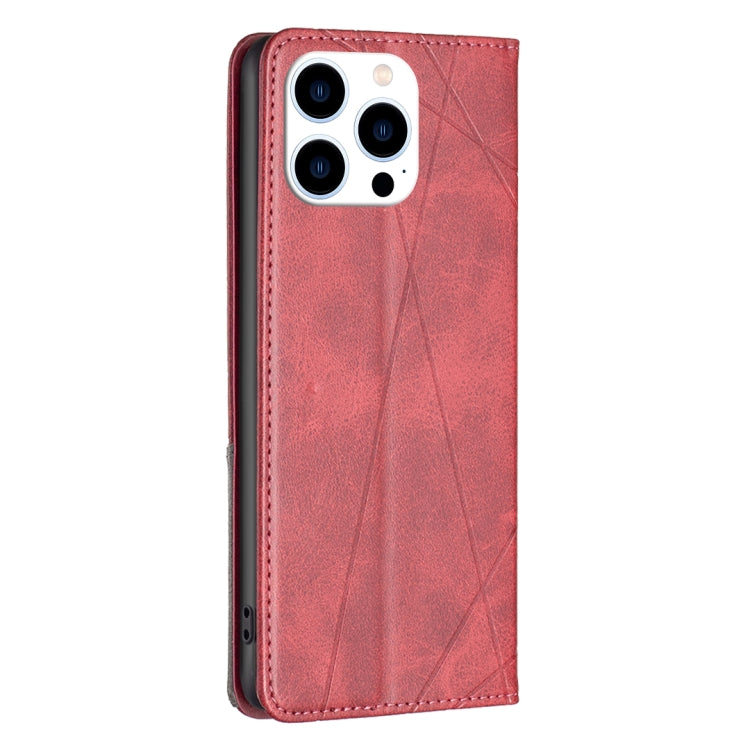 For iPhone 16 Pro Rhombus Texture Magnetic Leather Phone Case(Red) by buy2fix