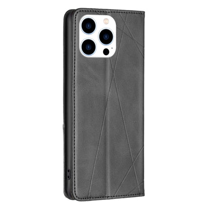For iPhone 16 Pro Rhombus Texture Magnetic Leather Phone Case(Black) by buy2fix