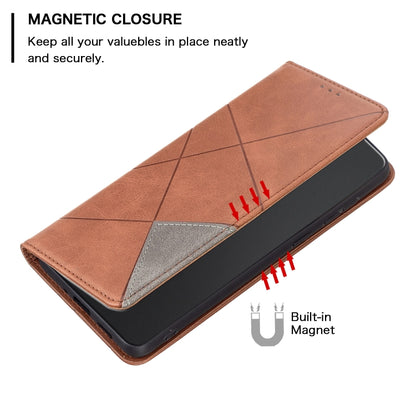 For iPhone 16 Pro Max Rhombus Texture Magnetic Leather Phone Case(Brown) by buy2fix