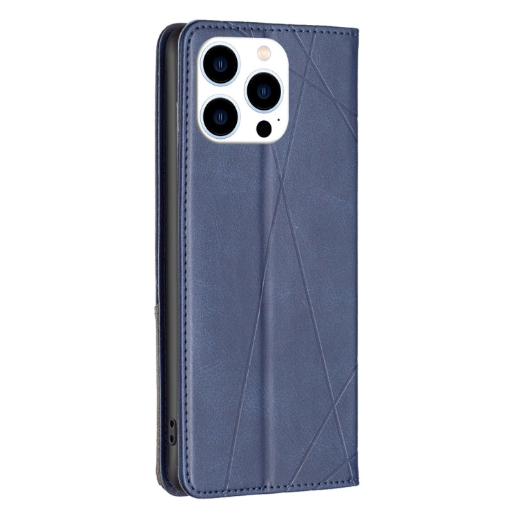 For iPhone 16 Pro Max Rhombus Texture Magnetic Leather Phone Case(Blue) by buy2fix