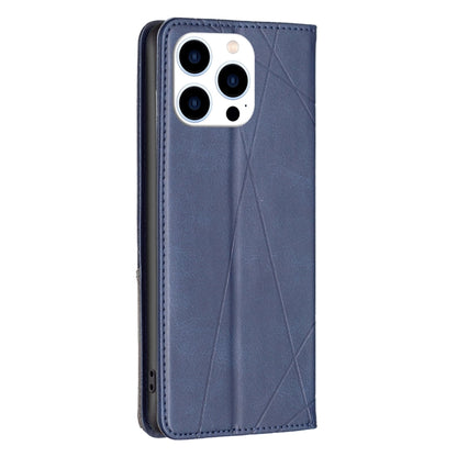 For iPhone 16 Pro Max Rhombus Texture Magnetic Leather Phone Case(Blue) by buy2fix