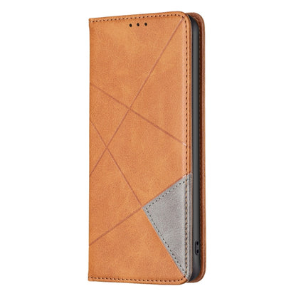 For iPhone 16 Plus Rhombus Texture Magnetic Leather Phone Case(Yellow) - iPhone 16 Plus Cases by buy2fix | Online Shopping UK | buy2fix