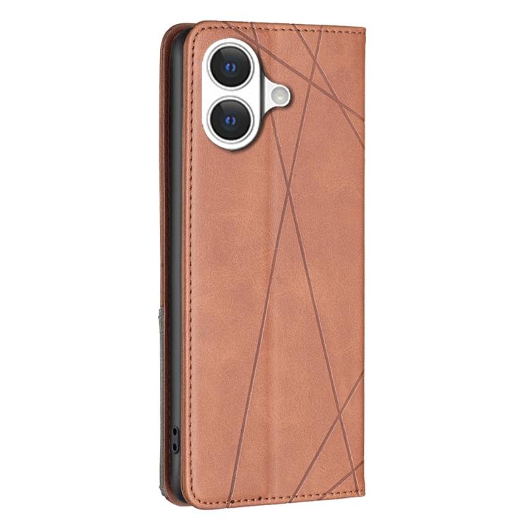 For iPhone 17 Rhombus Texture Magnetic Leather Phone Case(Brown) - iPhone 17 Cases by buy2fix | Online Shopping UK | buy2fix