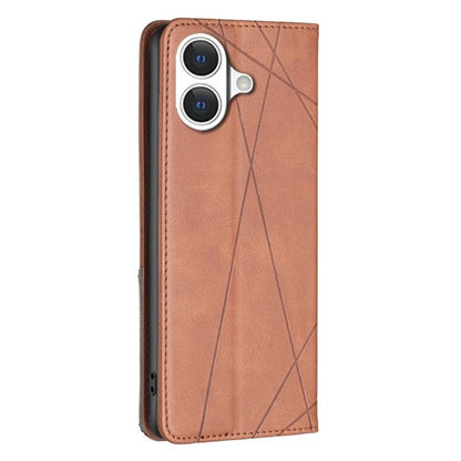 For iPhone 17 Rhombus Texture Magnetic Leather Phone Case(Brown) - iPhone 17 Cases by buy2fix | Online Shopping UK | buy2fix