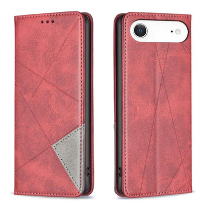 For iPhone Air Rhombus Texture Magnetic Leather Phone Case(Red) - iPhone Air Cases by buy2fix | Online Shopping UK | buy2fix