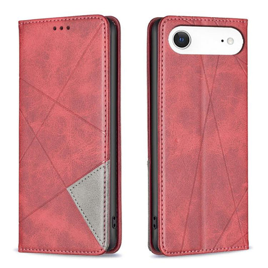 For iPhone Air Rhombus Texture Magnetic Leather Phone Case(Red) - iPhone Air Cases by buy2fix | Online Shopping UK | buy2fix