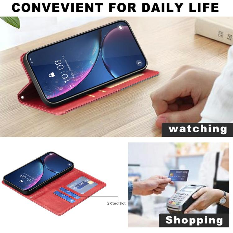 For iPhone Air Rhombus Texture Magnetic Leather Phone Case(Red) - iPhone Air Cases by buy2fix | Online Shopping UK | buy2fix