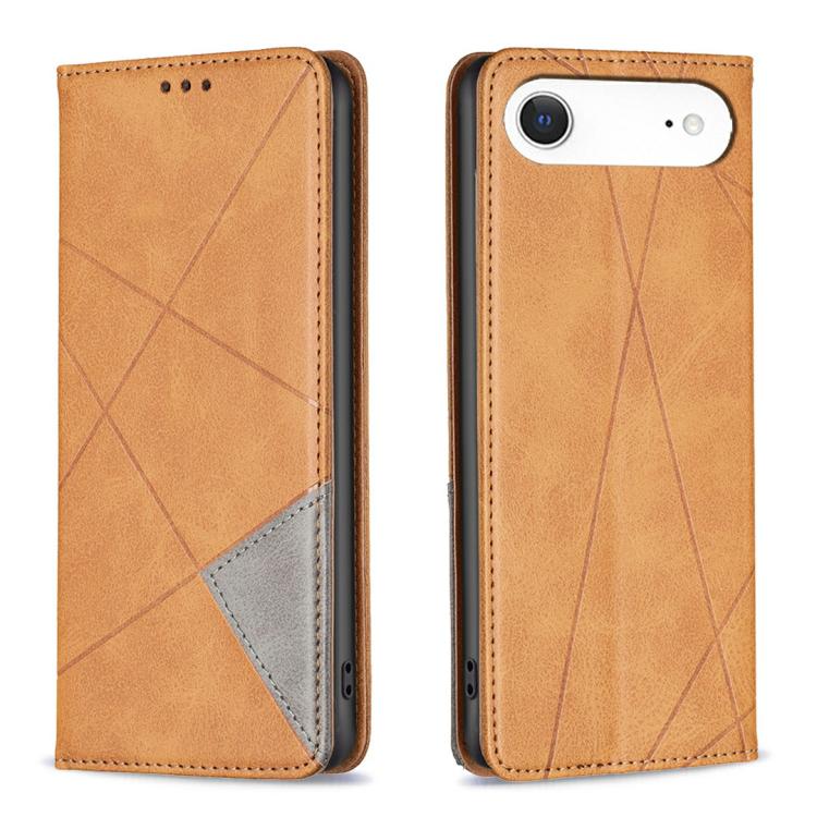 For iPhone Air Rhombus Texture Magnetic Leather Phone Case(Yellow) - iPhone Air Cases by buy2fix | Online Shopping UK | buy2fix