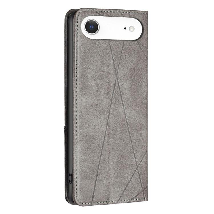 For iPhone 17 Air Rhombus Texture Magnetic Leather Phone Case(Grey) - iPhone 17 Air Cases by buy2fix | Online Shopping UK | buy2fix