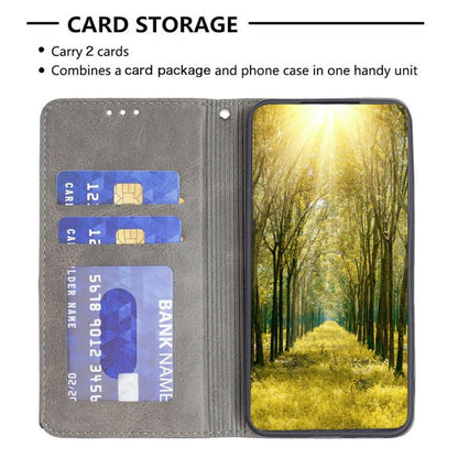 For iPhone 17 Air Rhombus Texture Magnetic Leather Phone Case(Grey) - iPhone 17 Air Cases by buy2fix | Online Shopping UK | buy2fix