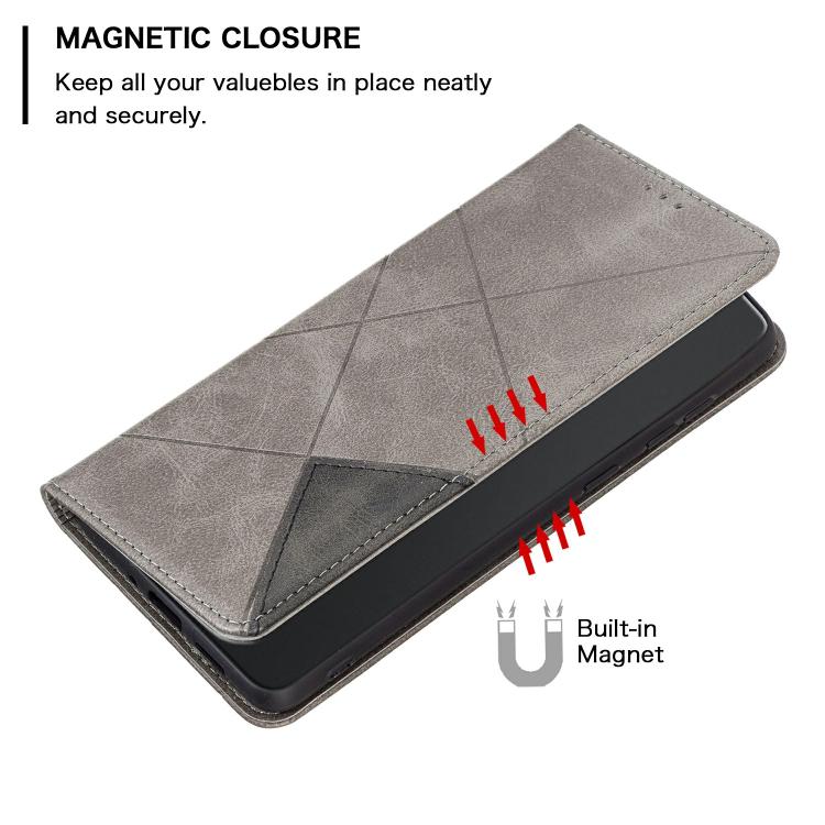 For iPhone 17 Air Rhombus Texture Magnetic Leather Phone Case(Grey) - iPhone 17 Air Cases by buy2fix | Online Shopping UK | buy2fix