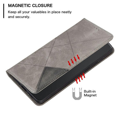 For iPhone 17 Air Rhombus Texture Magnetic Leather Phone Case(Grey) - iPhone 17 Air Cases by buy2fix | Online Shopping UK | buy2fix