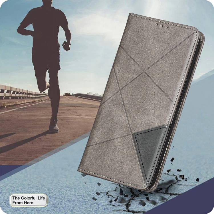 For iPhone 17 Air Rhombus Texture Magnetic Leather Phone Case(Grey) - iPhone 17 Air Cases by buy2fix | Online Shopping UK | buy2fix