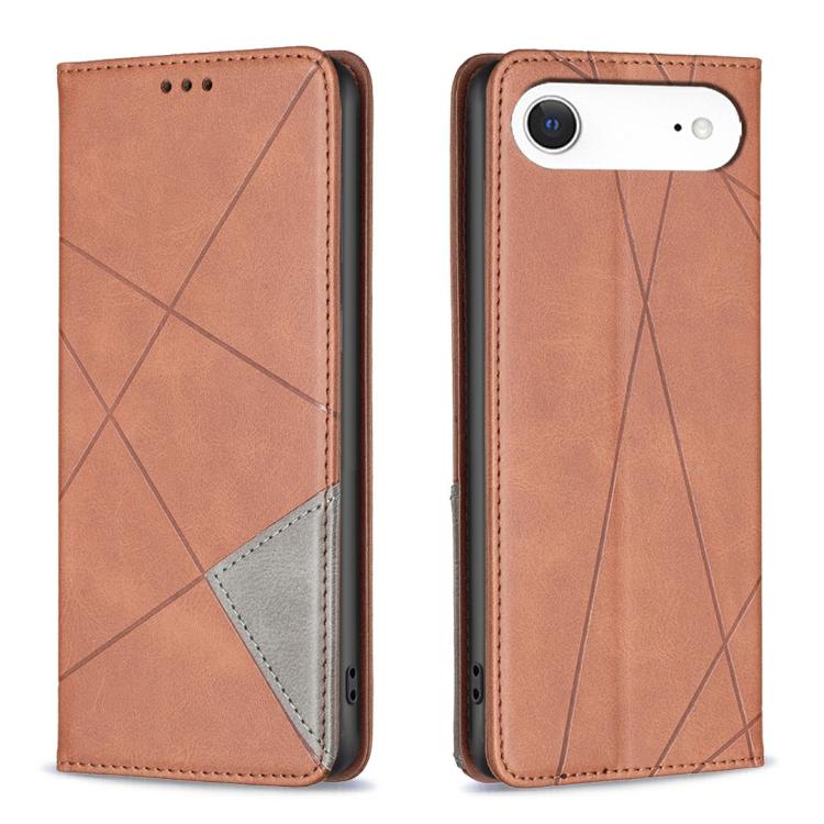 For iPhone Air Rhombus Texture Magnetic Leather Phone Case(Brown) - iPhone Air Cases by buy2fix | Online Shopping UK | buy2fix