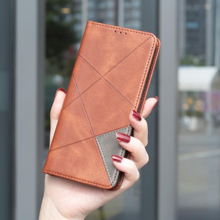 For iPhone Air Rhombus Texture Magnetic Leather Phone Case(Brown) - iPhone Air Cases by buy2fix | Online Shopping UK | buy2fix