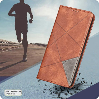 For iPhone Air Rhombus Texture Magnetic Leather Phone Case(Brown) - iPhone Air Cases by buy2fix | Online Shopping UK | buy2fix