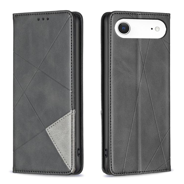 For iPhone Air Rhombus Texture Magnetic Leather Phone Case(Black) - iPhone Air Cases by buy2fix | Online Shopping UK | buy2fix