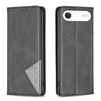 For iPhone Air Rhombus Texture Magnetic Leather Phone Case(Black) - iPhone Air Cases by buy2fix | Online Shopping UK | buy2fix
