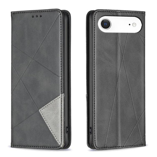 For iPhone Air Rhombus Texture Magnetic Leather Phone Case(Black) - iPhone Air Cases by buy2fix | Online Shopping UK | buy2fix
