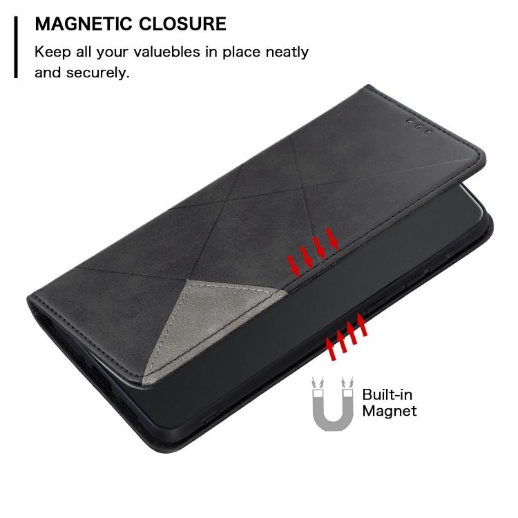 For iPhone Air Rhombus Texture Magnetic Leather Phone Case(Black) - iPhone Air Cases by buy2fix | Online Shopping UK | buy2fix