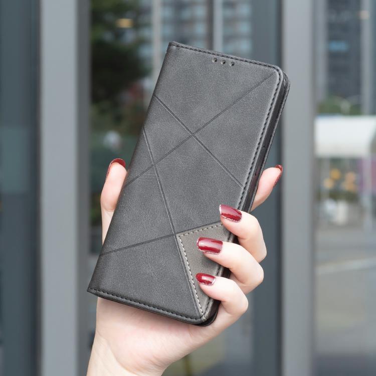 For iPhone Air Rhombus Texture Magnetic Leather Phone Case(Black) - iPhone Air Cases by buy2fix | Online Shopping UK | buy2fix