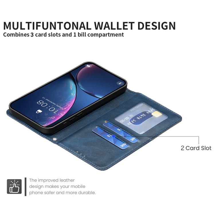 For iPhone Air Rhombus Texture Magnetic Leather Phone Case(Blue) - iPhone Air Cases by buy2fix | Online Shopping UK | buy2fix