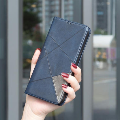 For iPhone Air Rhombus Texture Magnetic Leather Phone Case(Blue) - iPhone Air Cases by buy2fix | Online Shopping UK | buy2fix