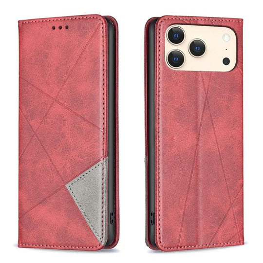 For iPhone 18 Pro Max/17 Pro Max Rhombus Texture Magnetic Leather Phone Case(Red)