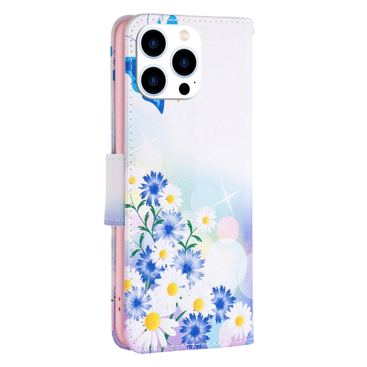 For iPhone 16 Pro Max Colored Drawing Pattern Leather Phone Case(Butterfly Love) by buy2fix