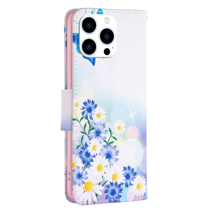 For iPhone 16 Pro Max Colored Drawing Pattern Leather Phone Case(Butterfly Love) by buy2fix