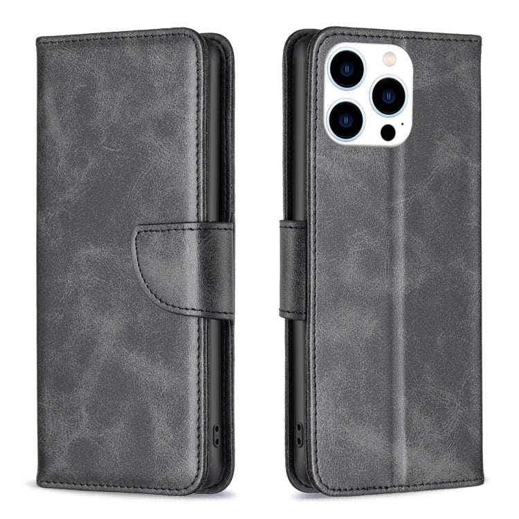 For iPhone 16 Pro Max Lambskin Texture Pure Color Flip Leather Phone Case(Black) by buy2fix