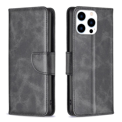 For iPhone 16 Pro Max Lambskin Texture Pure Color Flip Leather Phone Case(Black) by buy2fix
