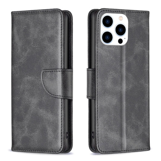 For iPhone 16 Pro Max Lambskin Texture Pure Color Flip Leather Phone Case(Black) by buy2fix