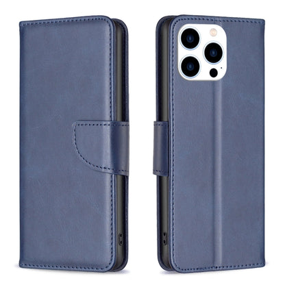 For iPhone 16 Pro Max Lambskin Texture Pure Color Flip Leather Phone Case(Blue) by buy2fix