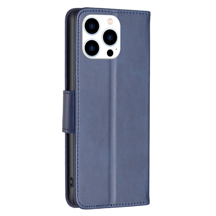 For iPhone 16 Pro Lambskin Texture Pure Color Flip Leather Phone Case(Blue) by buy2fix