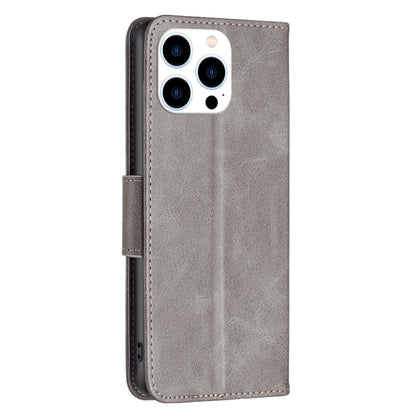 For iPhone 16 Pro Lambskin Texture Pure Color Flip Leather Phone Case(Grey) by buy2fix
